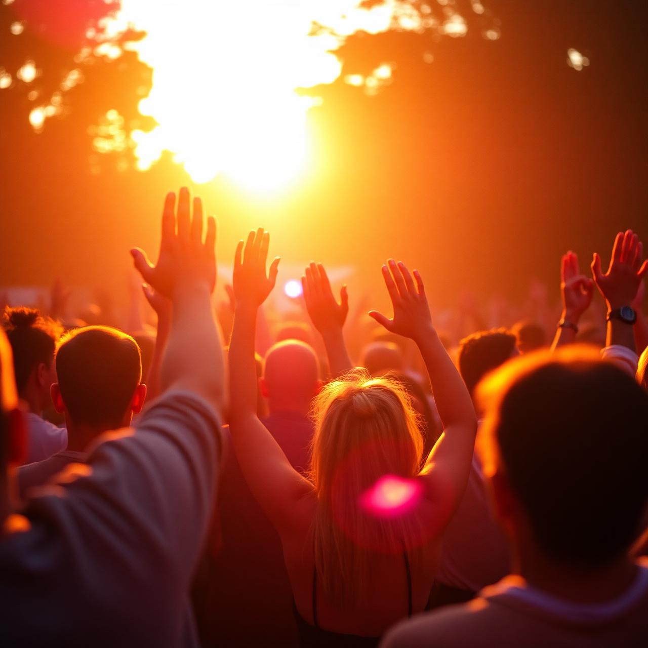 Hands up at golden hour